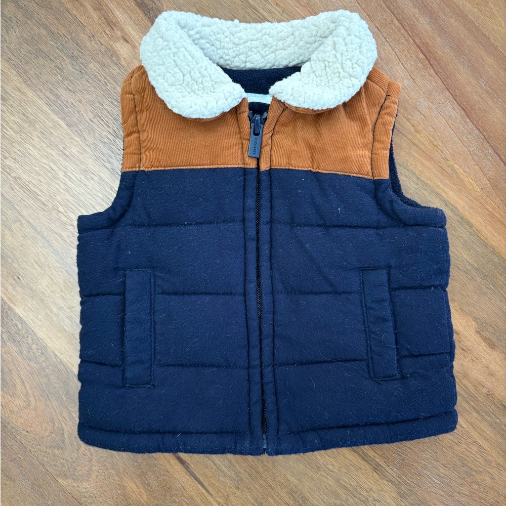 Old Navy Kids' Blue and Tan Vest with White Collar